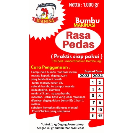 

Bumbu Marinasi 1kg Rasa Pedas