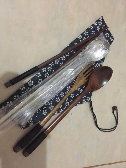 Sendok garpu sumpit kayu wooden spoon fork chopstick Sendok garpu sumpit kayu wooden spoon fork chopstick