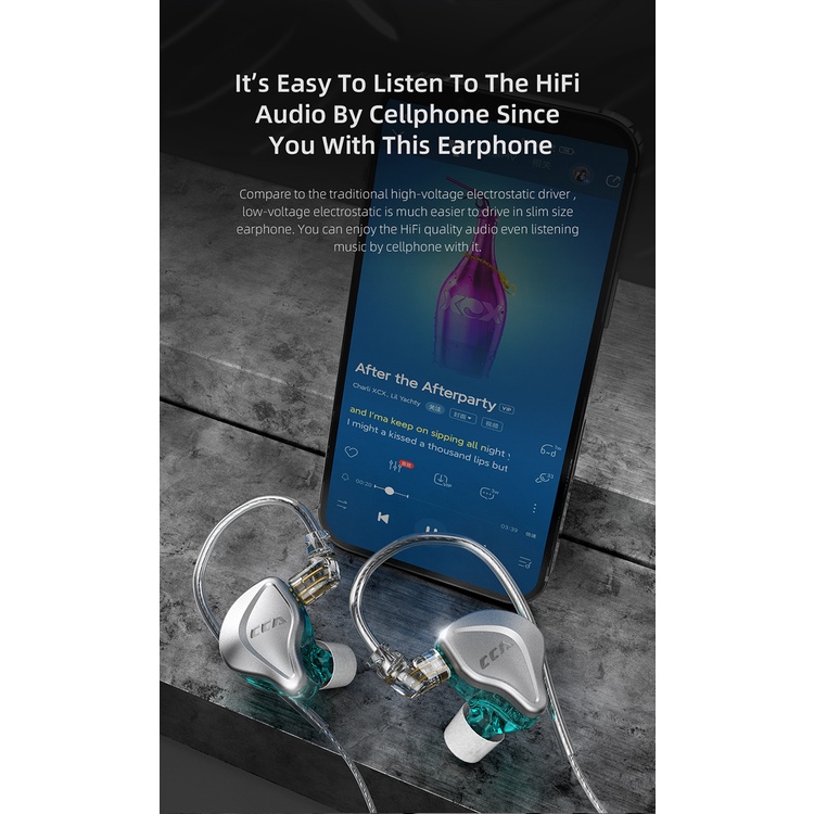 CCA NRA Earbuds 1Electrostatic Drive Units+1Three Magnetic Dynamic Unit In-Ear Earphone Hybrid Wired Headset Detachable Cable