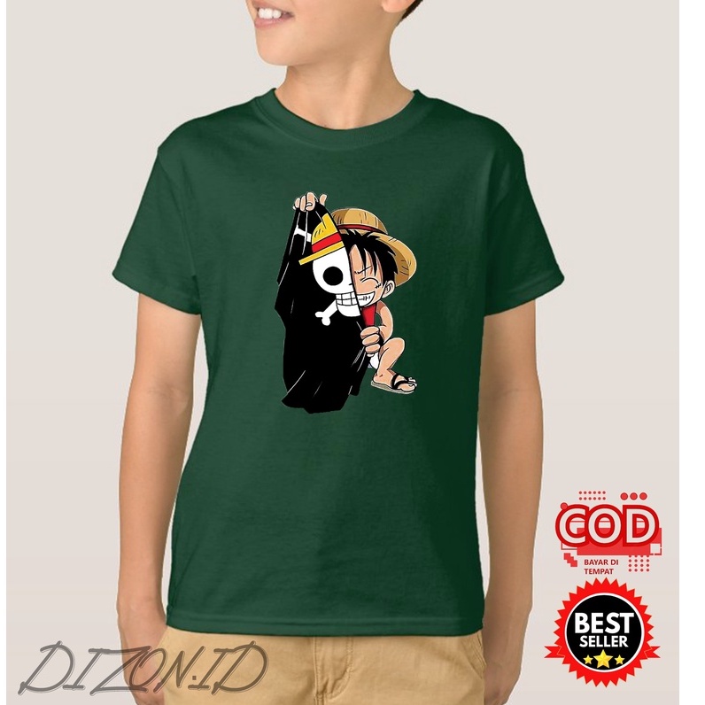 Koas one piece anak / kaos oblong one piece / tshirt anak one piece / kaos anime one piece bendera /