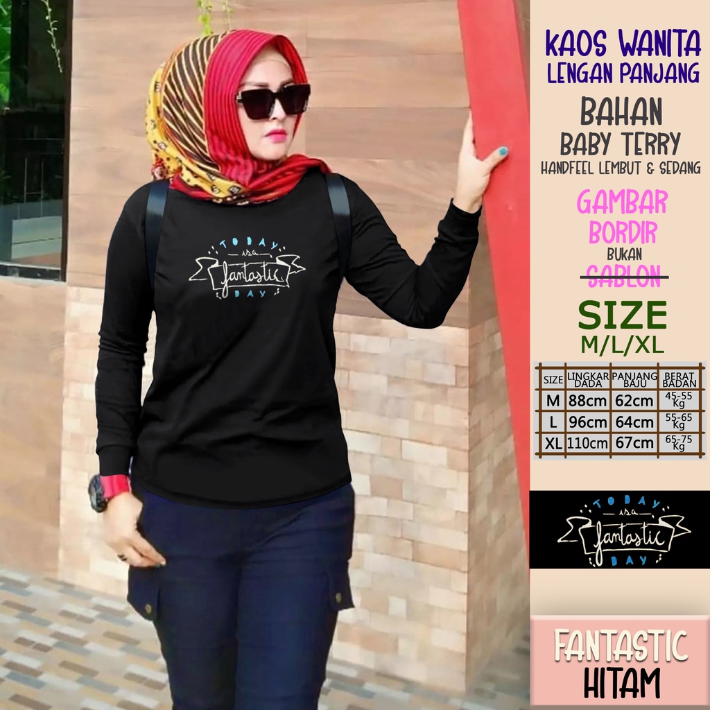 CENOA Kaos Wanita Lengan Panjang  / Kaos Sweatshirt / Atasan Wanita / Atasan Wanita Lengan Panjang-2