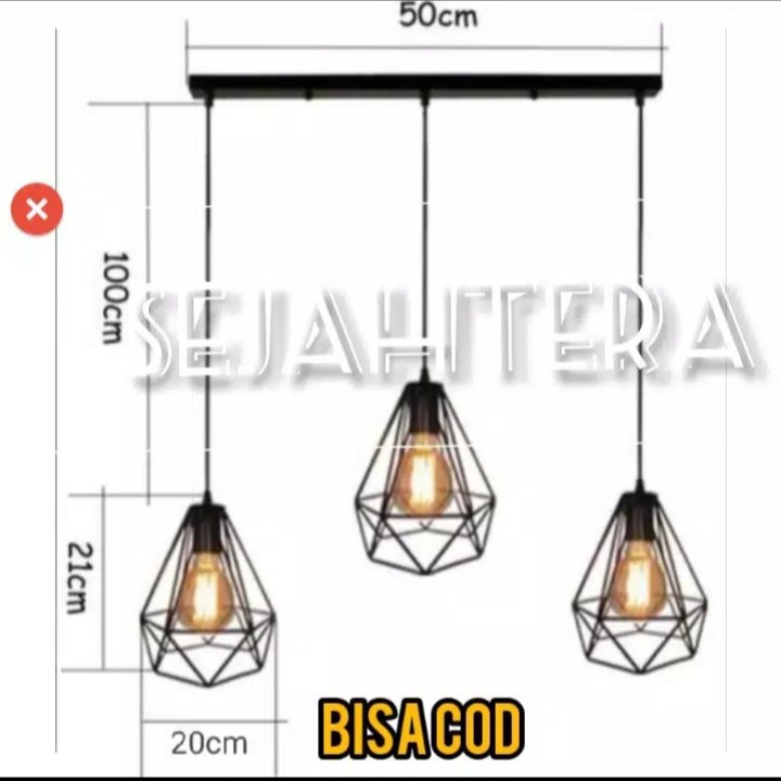 pulset Lampu hias gantung dekorasi rumah cabang 3 bulat
