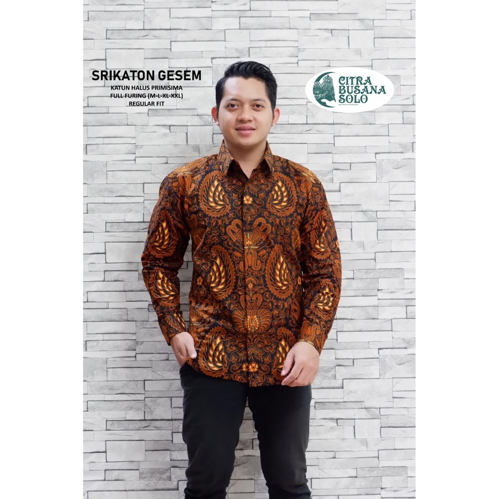 SRIKATON GESEM Kemeja Batik Pria Full Furing Bahan Katun Primisima