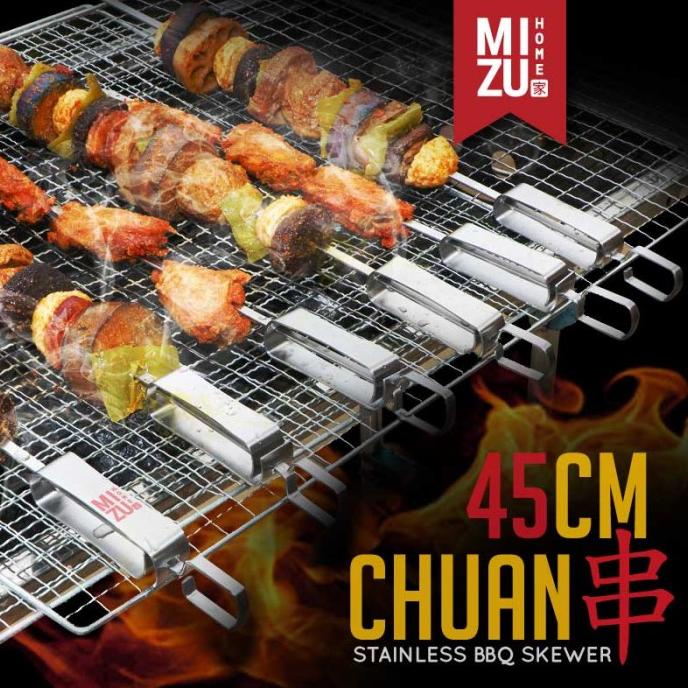 Silahkan Order] CHUAN 45cm Stainless BBQ Skewers Tusuk Sate Stenlis Tusukan Daging