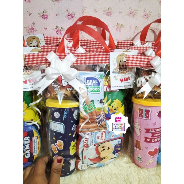 Souvenir Snack Ulang Tahun / Tumblr Lunchbox Set / Paket Ultah Murah / Souvenir Tumbrl Set Snack