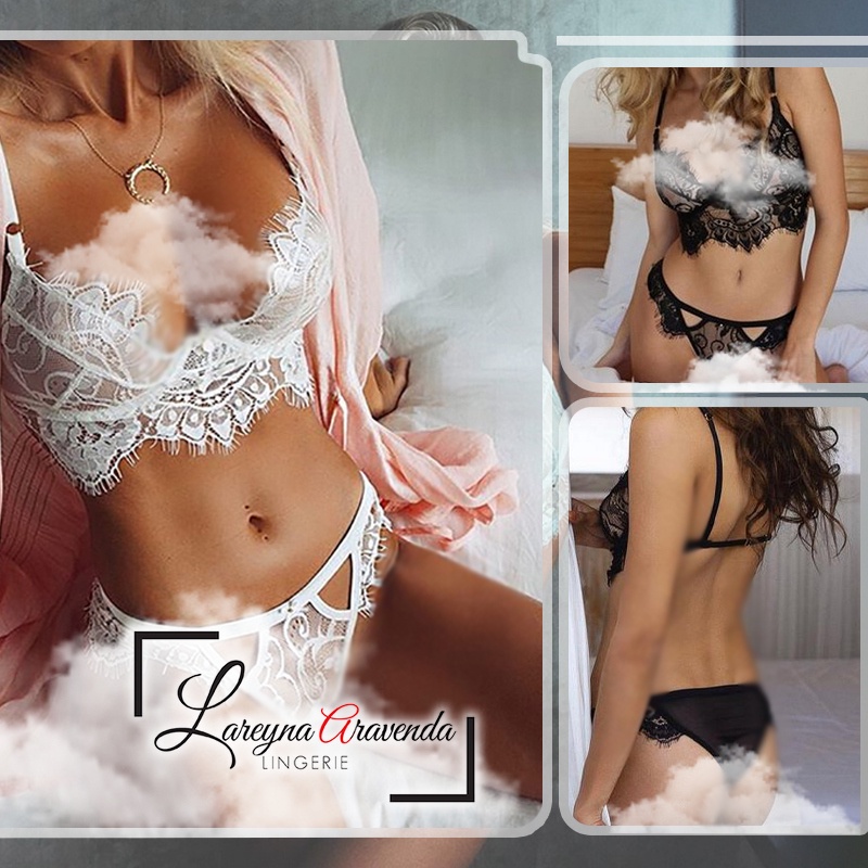 Lingerie Set Bra Lingerie Sexy & Celana Dalam Model Lace Transparant LG118(J5E8) Lingerie Seksi Jumb