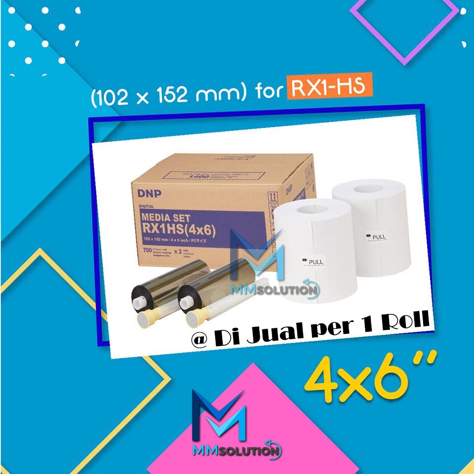 Paper Media Set DNP RX1 HS 4X6 @ 700 Lembar di Jual Per ROLL - DNP FOTOLUSIO