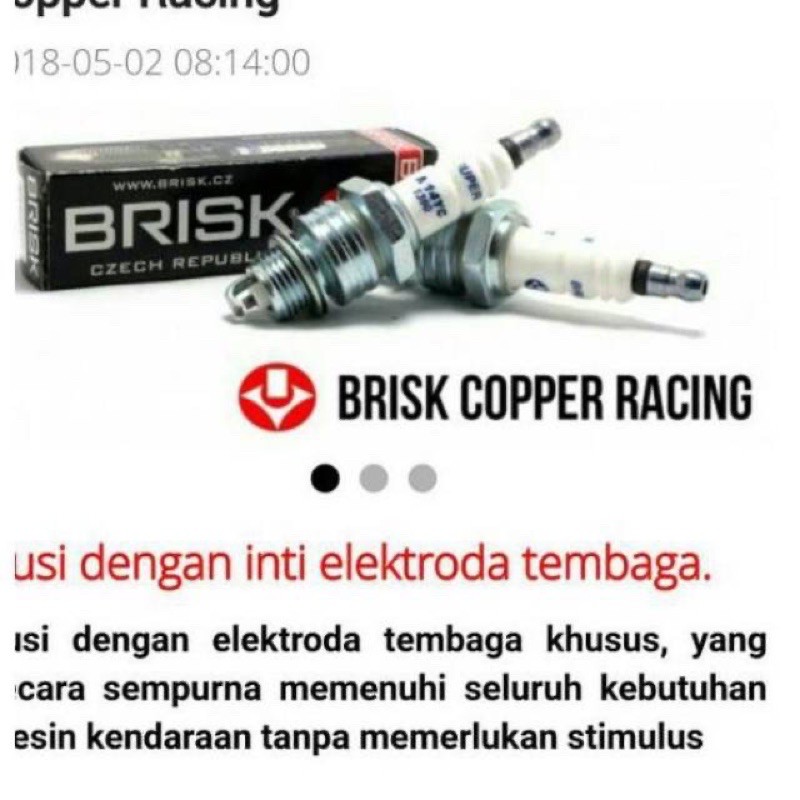 Busi Racing Brisk Copper Ready Nmax,Aerox,Pcx,Vario,Beat,Mio,Satria Fu,Ninja,Vixion,R15,Cbr150r Dll