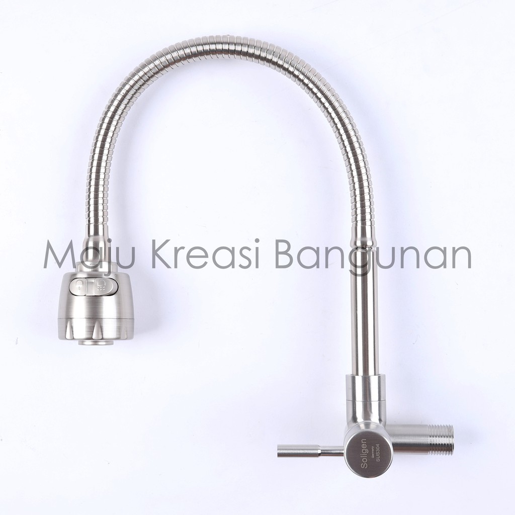 Kran Angsa Fleksibel SOLIGEN Stainless Keran Cuci Piring Tanam Tembok Sink Flexible SUS303 SUS801 SS