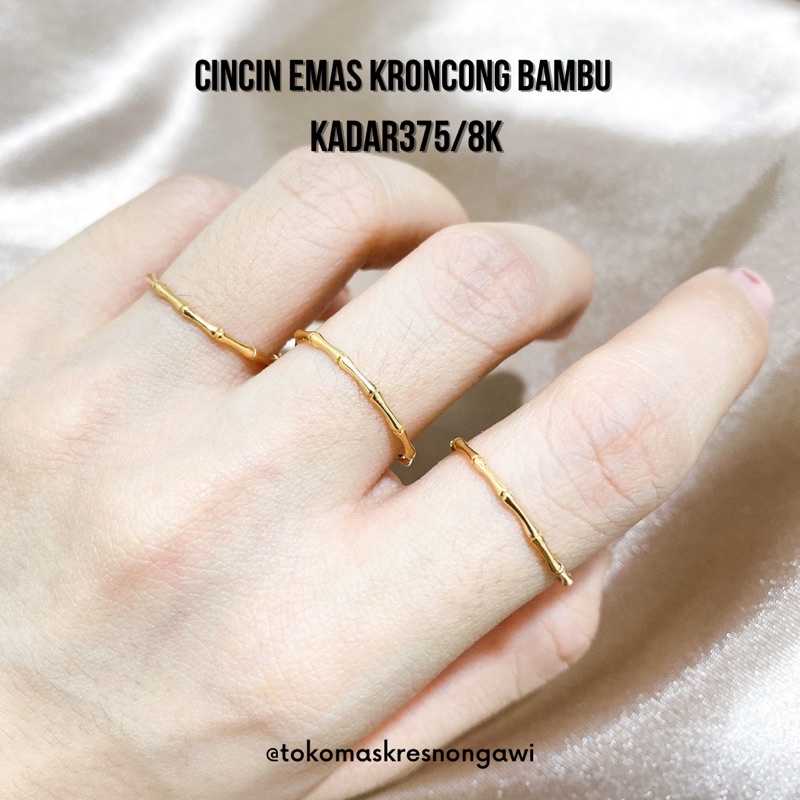 Cincin emas keroncong bambu kadar 375/8k emas asli