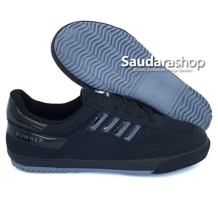 Promo Sepatu Runner 727 Hitam / Sepatu Runner Allblack / Sepatu Olahraga Diskon
