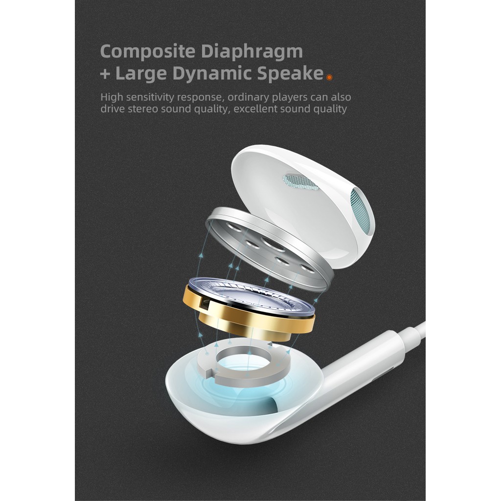 USAMS EP22 Earpods Jack Audio 3.5mm with Mic Headset Earphone