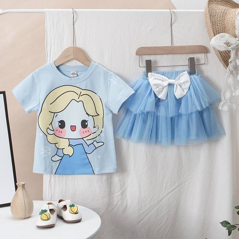 rok tutu tile pita flare flow mengembang pesta casual biru hijau impor fashion korea anak perempuan