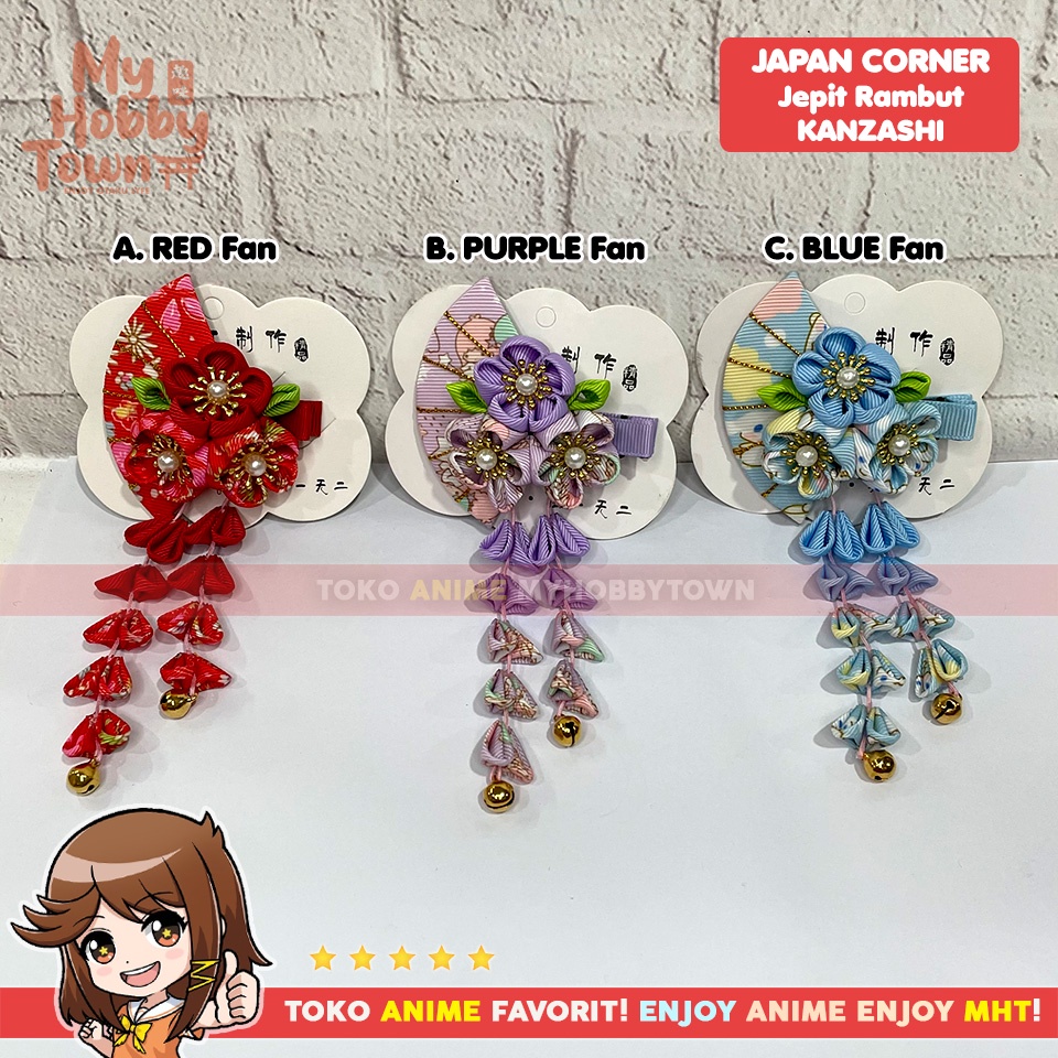 Kanzashi Jepit Rambut Hiasan Bunga Jepang Ume Sakura Kipas Fan Hairpin