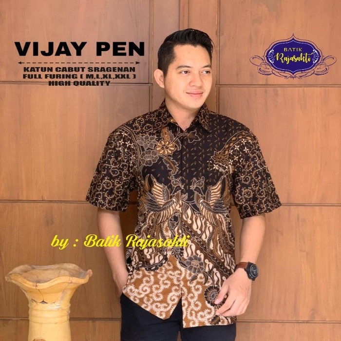 [PROMO] VIJAY Kemeja Batik Solo Pria Dewasa Premium Lengan Pendek Panjang Lapis Furing Badan Batik Rajasakti Asli Solo Premium Quality