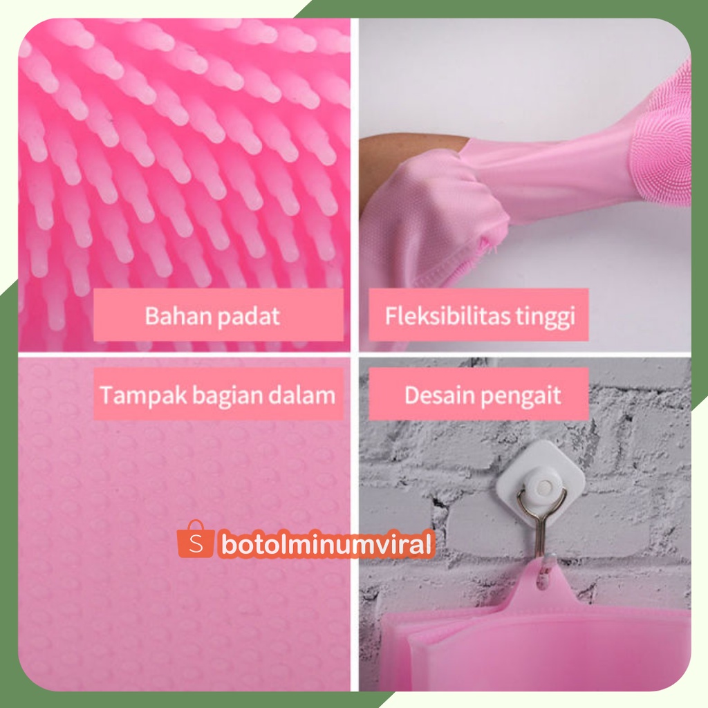 Silikon Dish Scrubber Sarung Tangan Karet Food Grade REMIUM