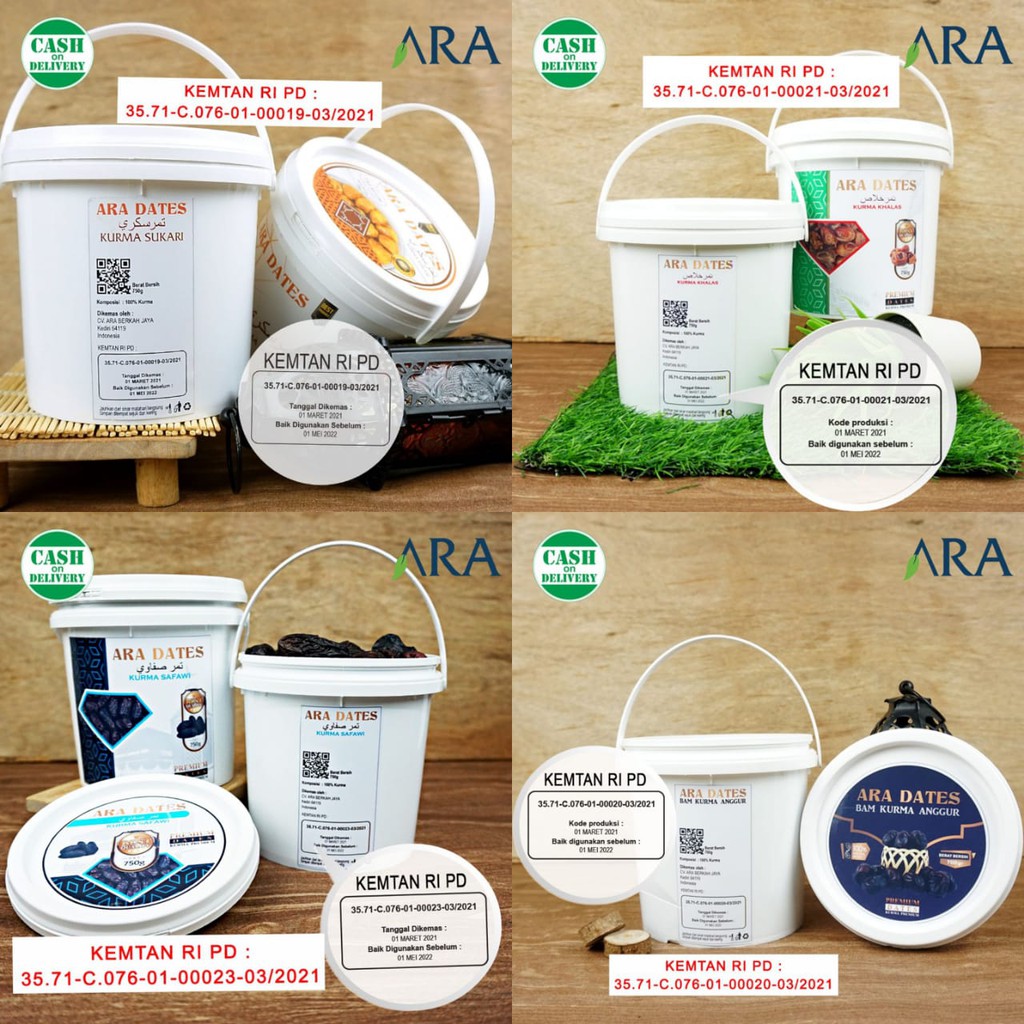 

Kurma Kemasan Ember PREMIUM KEMTAN Sukari / Khalas / Mesir / Safawi / Bam / Shoidi