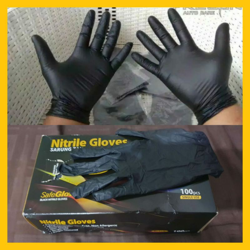 sarung tangan karet hitam