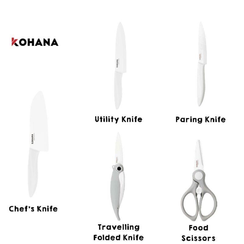 Kohana Paring Knife / Ceramic Scissors / Travelling Folded Ceramic / Cleaver Knife / Utility / Chef | Pisau Gunting Keramik