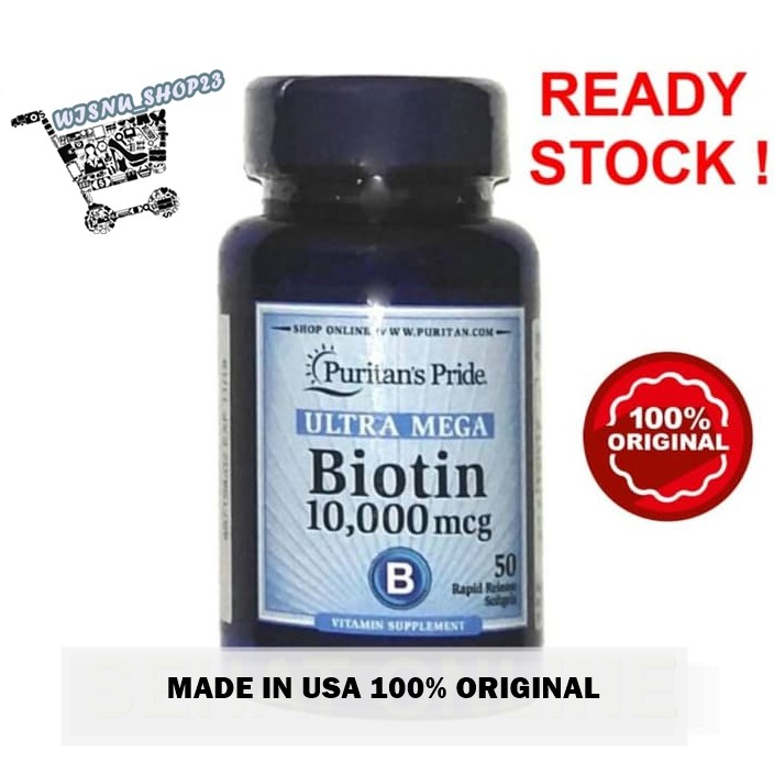 PURITAN BIOTIN 10000 mcg - 50 SOFTGELS PURITAN'S PRIDE USA