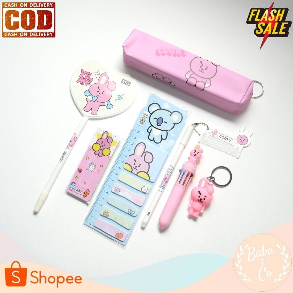 PAKET KOMBO HEMAT PULPEN BT21 FANKIT BTS SERIES BT21 ALAT TULIS MURAH UNIK LUCU BISA COD-2