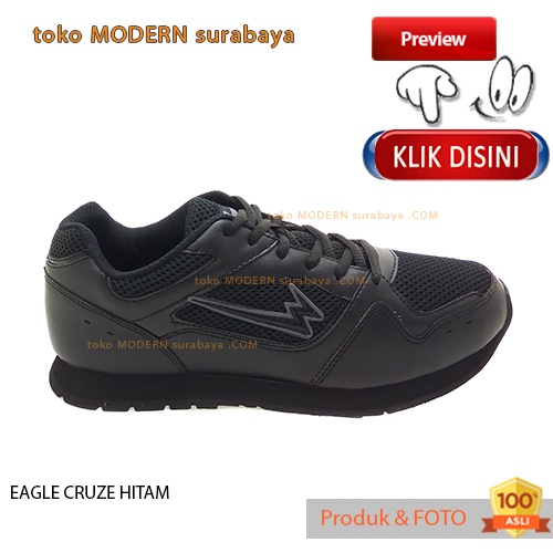 EAGLE CRUZE HITAM sepatu pria casual sneakers tali