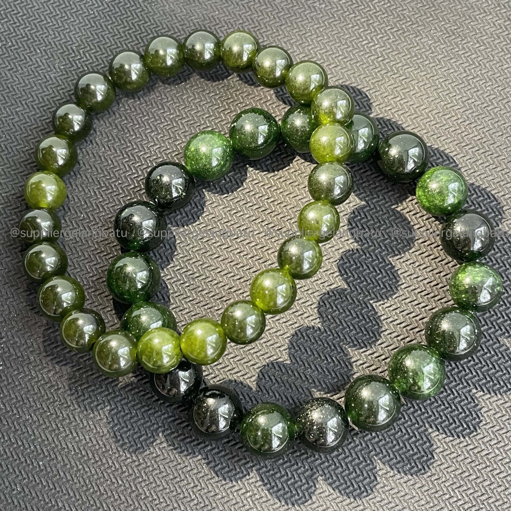 Gelang batu black jade aceh premium quality natural stone pria wanita unisex