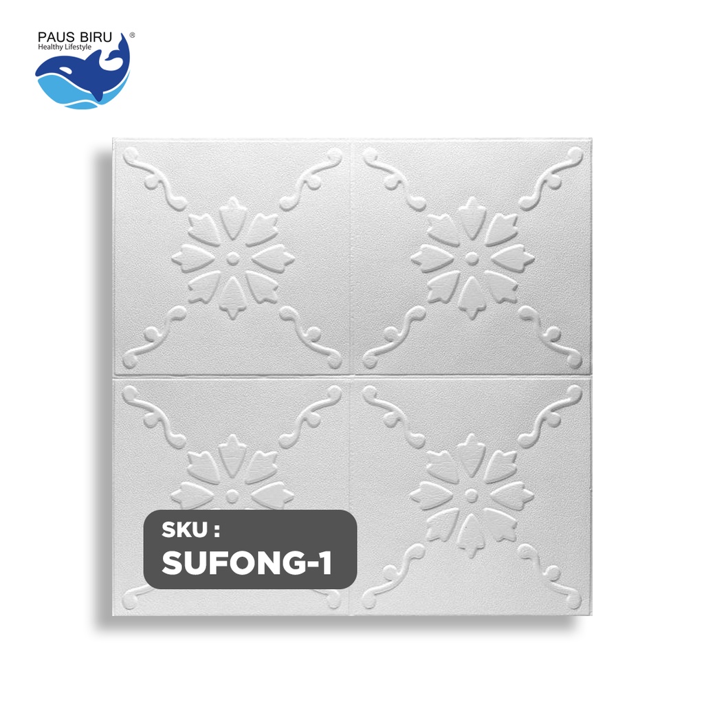 Paus Biru - Wallpaper Dinding FOAM Timbul 3D Bata CLASSIC BRICK 70 x 77 cm-SUFONG-1 PUTIH