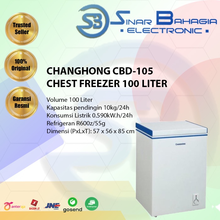 CHANGHONG CBD - 105 CHEST FREEZER 100 LITER (NEW) (KHUSUS BANDUNG)