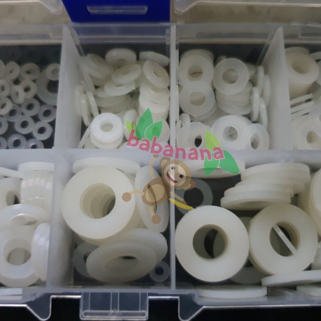 350pcs washer nylon white M2 M2.5 M3 M4 M5 M6 M8 ring cincin putih