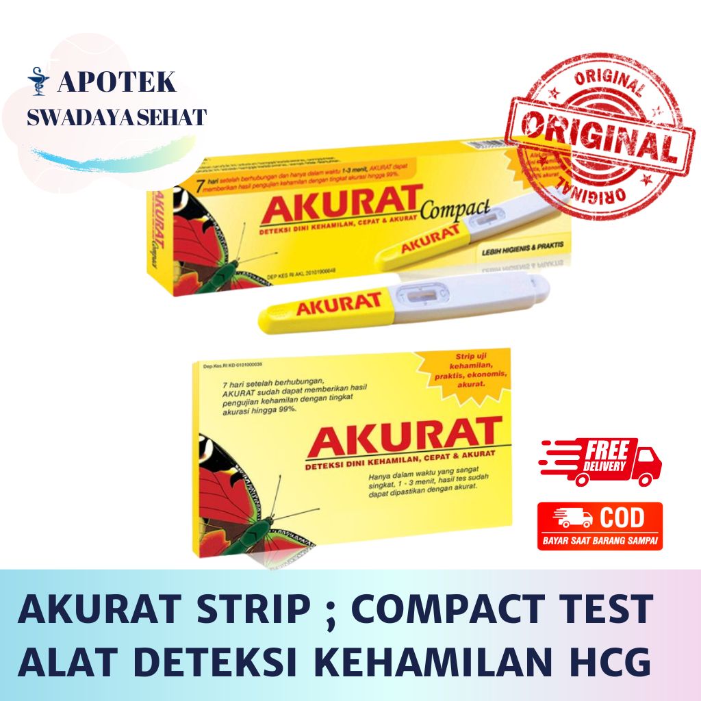 AKURAT COMPACT ; STRIP Tes Kehamilan Sensitif - Test Hamil Urin Sekali Pakai / Uji Hamil / Cek HCG