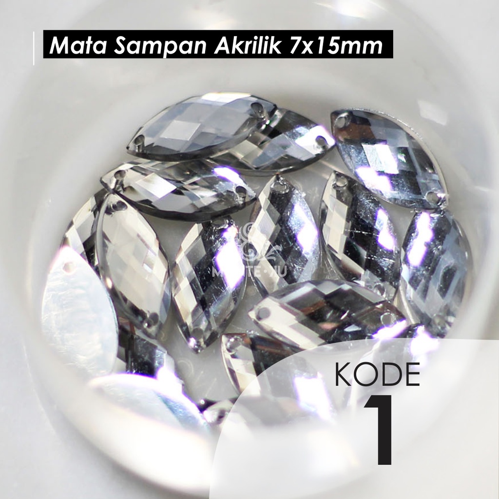 ECER PER 1 PCS Monte Manik Mote Beads Borci Payet Mata Sampan Akrilik Kristal Jahit 7x15 Kecil Murah
