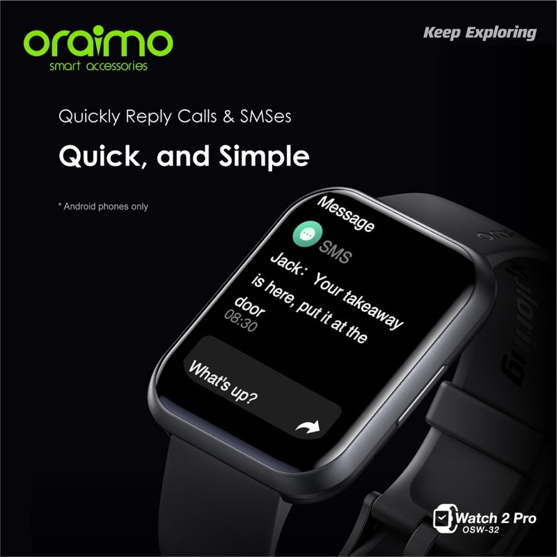 Oraimo OSW-32 Watch 2 Pro Smart Watch Jam Tangan Pintar Bigger Screen Smarter Call - Garansi 1 Tahun