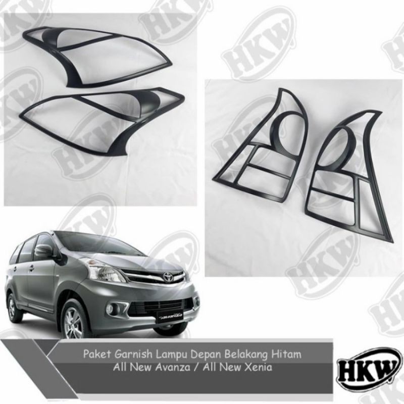 Paket Garnish Lampu Depan Belakang Hitam All New Avanza