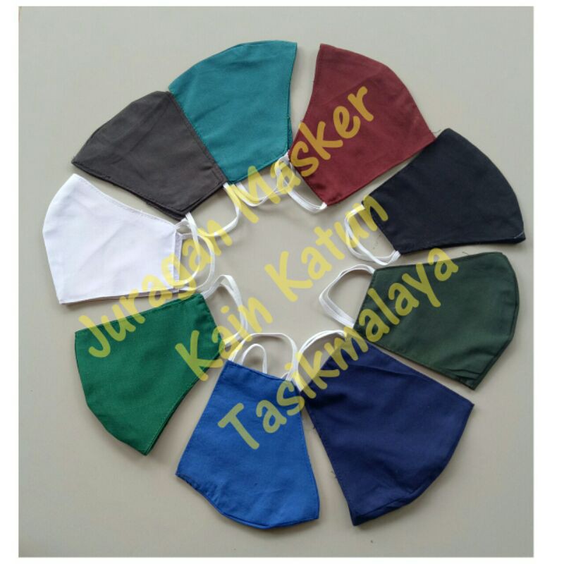 Masker Kain Katun Polos Warna Dewasa 2 Lapis 2 Layer 2 Ply Earloop, Makser Kain Motor Anti Debu