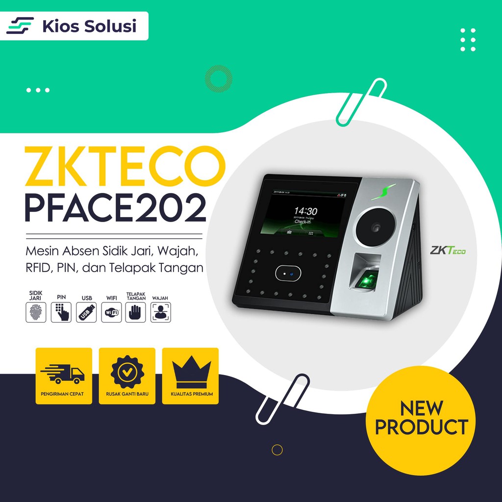 Mesin Absensi dan Akses Kontrol ZKTECO PFace 202 | Palm dan Wajah | Fingerprint Wifi