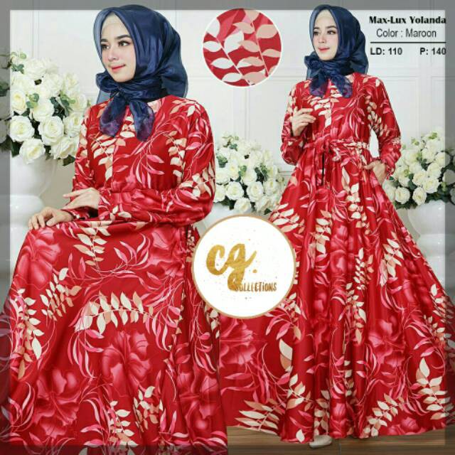 MAX-LUX YOLANDA Gamis hijab busui muslimah dress kuliah office wear selebgram tropical palem palm