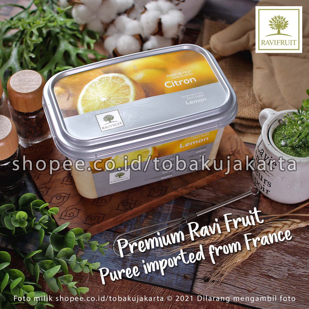 

Ravi Fruit PUREE Lemon 1kg Ravifruit Frozen Buah Lemon Beku Import