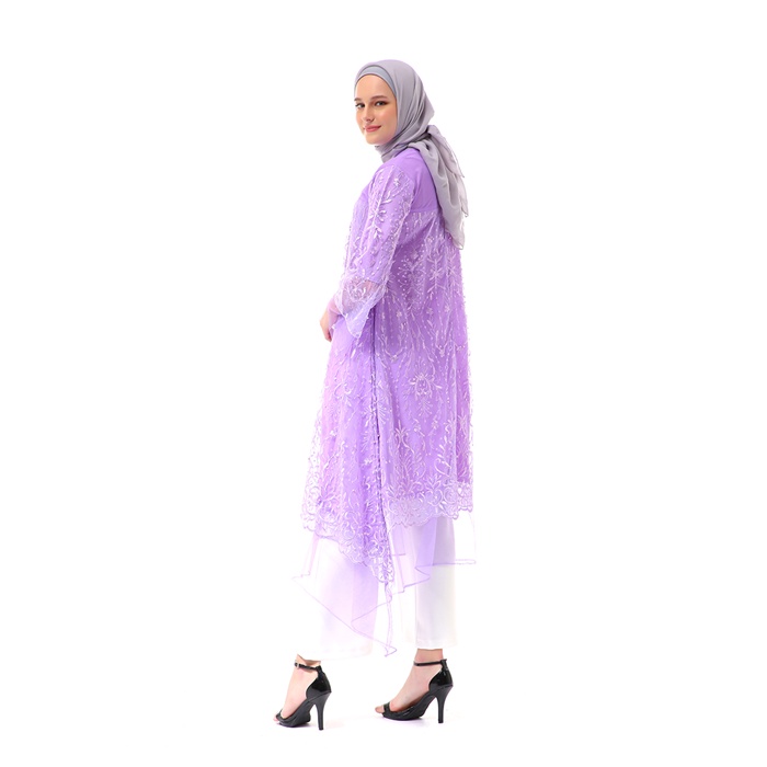 Laika Dress Muslimah Brukat Long Sleeve High Quality Premium Wanita - Lilac