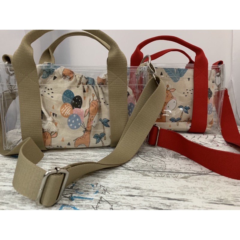 Tas Tote PVC Mika Transparant Fashion Dengan Pouch cocok untuk konser