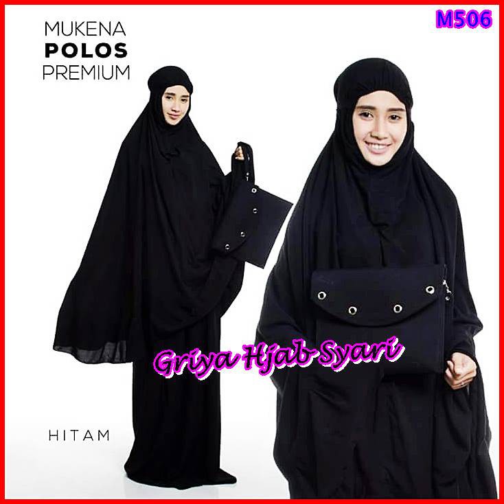 Mukena Jumbo Polos Bali Bahan Katun Janger Premium Warna Hitam - GHS