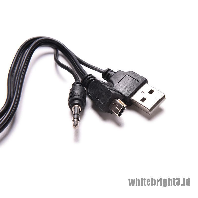 &lt; White3 &gt; Kabel Konektor Jack Audio 3.5mm USB Ke Mini USB Standar Untuk Speaker