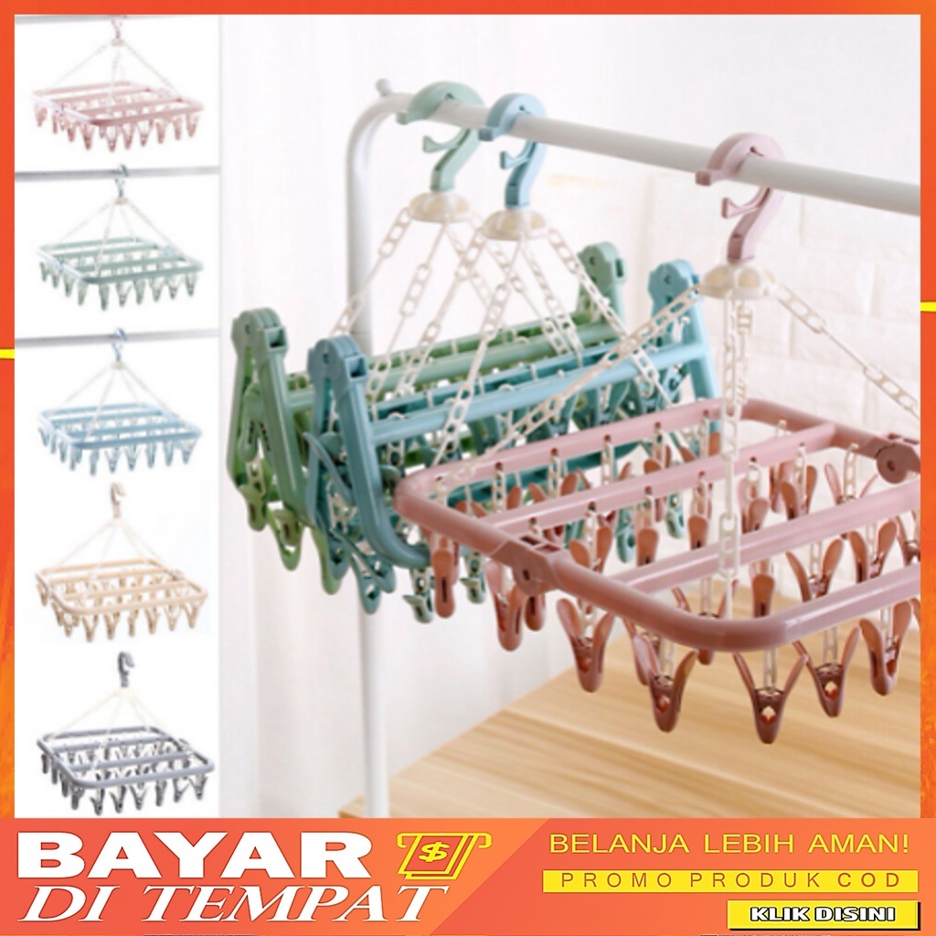 Hanger Jemuran / Gantungan Jepitan Jemuran Bra/Underwear/Baju Bayi/ Kaos Kaki Hanger 32 Jepit