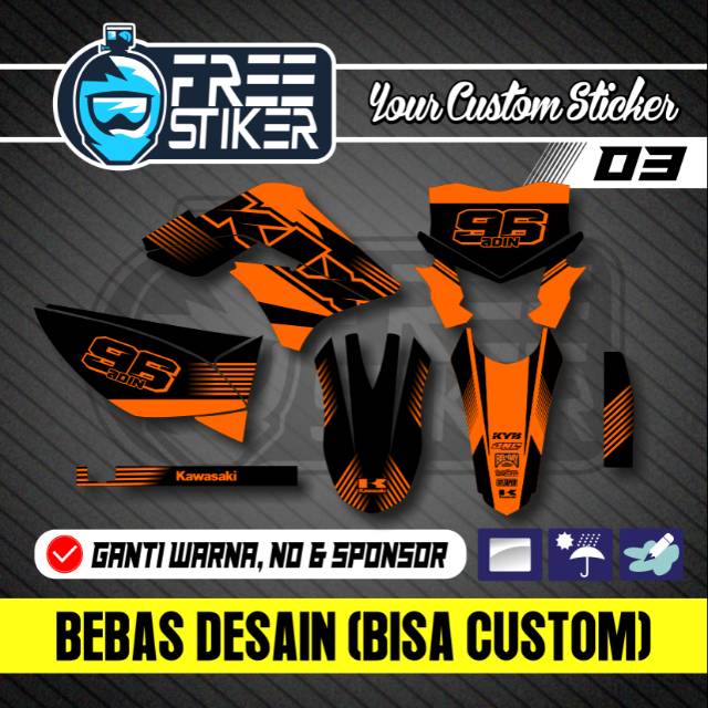 DECAL KLX 150 ORANGE HITAM