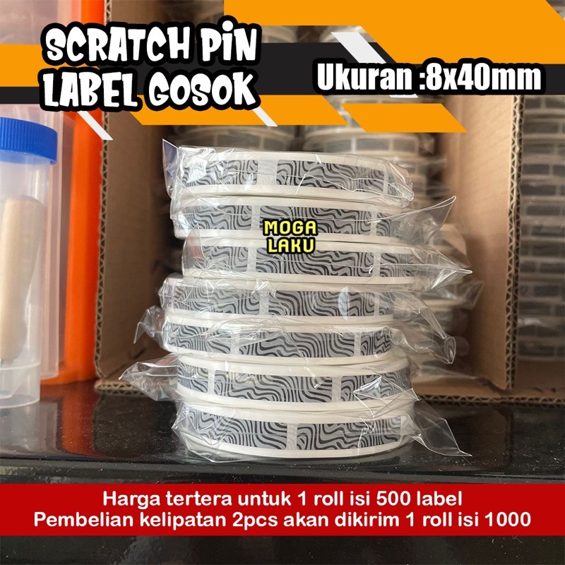 

8x40 Scratch off PIN label gosok pin penutup pin voucher sticker gosok 8x40