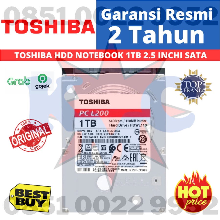 Toshiba 1TB sata 5400RPm Harddisk Internal Laptop - HDD Notebook