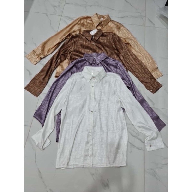 KEMEJA WANITA LV SILKY EMBOS IMPORT FREE TAS-2