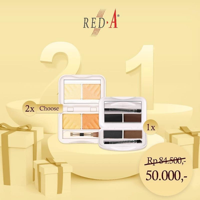 Paket Eye Shadow Eyeshadow Brow Cake Red A Cosmetics