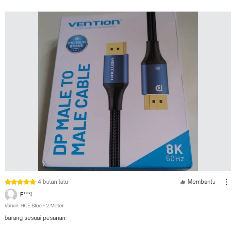 Vention Kabel DisplayPort DP 1.4 Male to Male 4K 8K HDR 1M 1.5M 2M