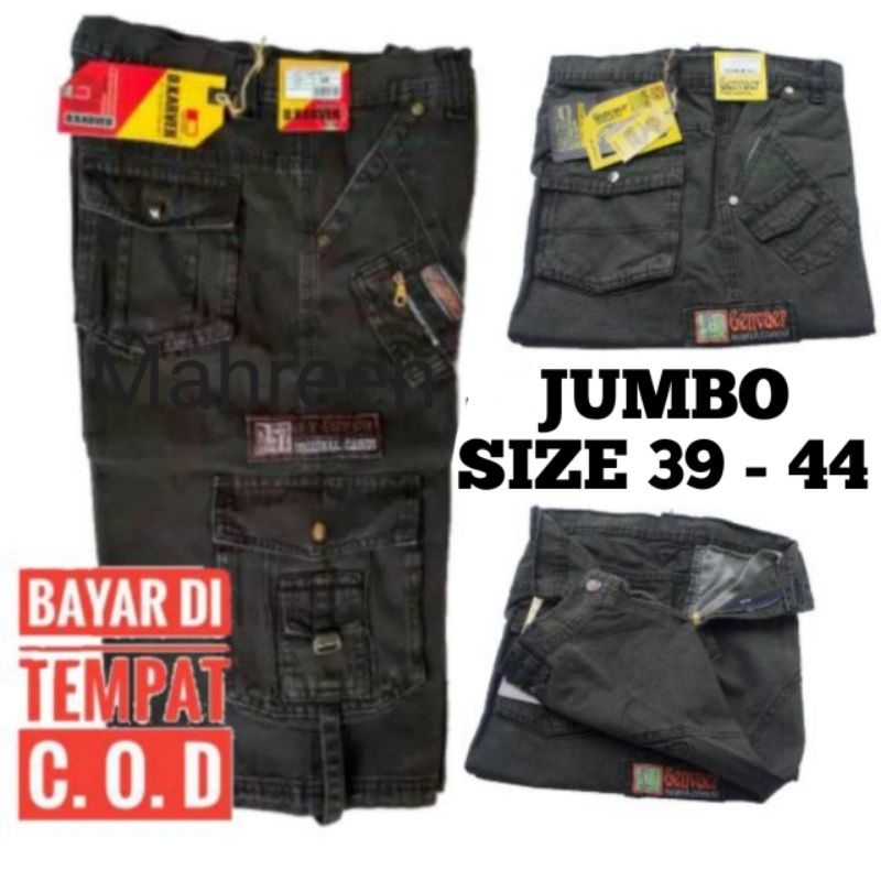 Kargo Jumbo Celana Pendek Pria Kargo Bawah Lutut Big Size 27-44